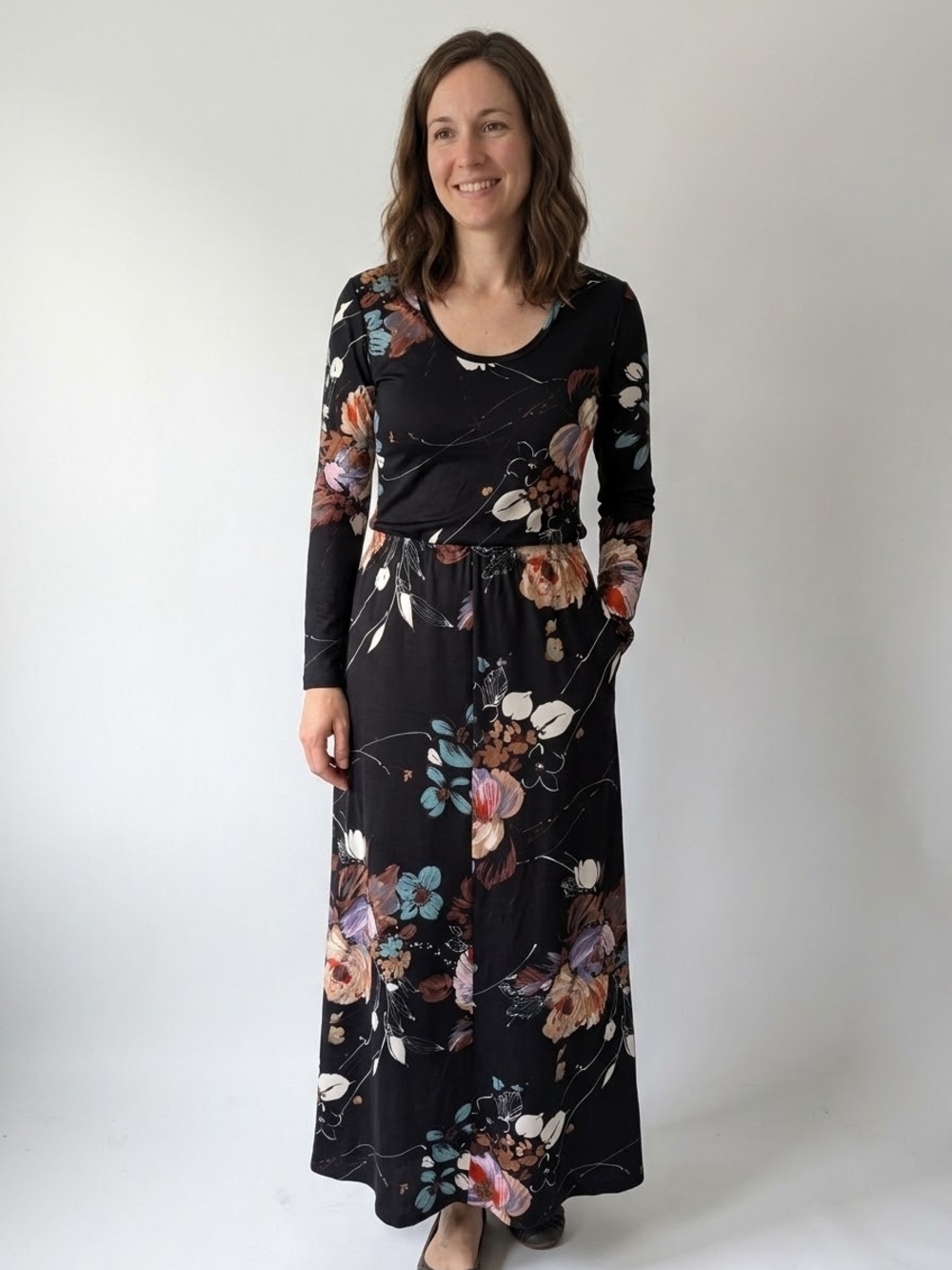 Marjorie Hamilton Vintage Black Floral Long Sleeve & Maxi Skirt Set Fairy Grunge